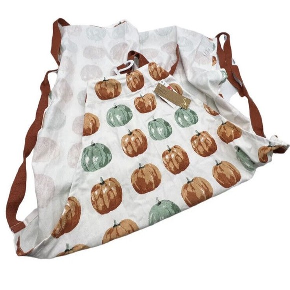 Nordstrom Fall Themed Pumpkin Harvest Thanksgiving Apron Cotton  A the Hearth - Picture 1 of 2